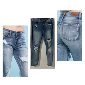 Judy Blue Women’s Size 14W Bleach Splatter Destroyed Boyfriend Jean JB82169LT-PL